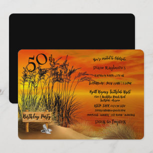 50e verjaardagsfeest Sunset Beach Grasses Stiletto Kaart