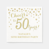 50e Verjaardagsfeest Witte en Gouden Diamant Servet (Voorkant)