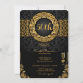 50e verjaardagsfeest zwart en goud elegante verjaa kaart (Voorkant)