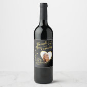 50e verjaardagsfeest zwart en goud foto dank u wijn etiket (Voorkant)