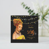 50e verjaardagsfeest zwart en goud kleuren kaart (Staand voorkant)