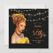 50e verjaardagsfeest zwart en goud kleuren kaart (Voorkant)