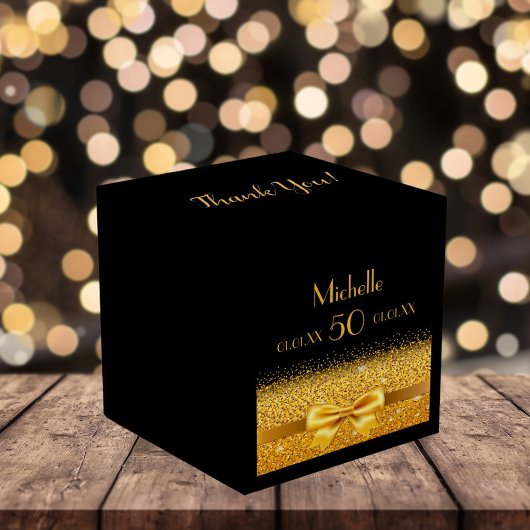 50e verjaardagsfeest zwart goud bedankt bedankdoosjes
