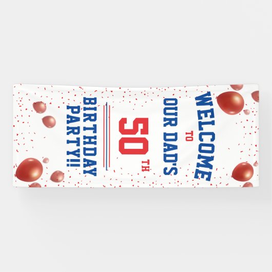 50e verjaardagsfeestbanner, vader, vader, spandoek (Horizontaal)