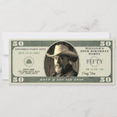 50e verjaardagsfeestje 50 dollar Bill Kaart (Voorkant)