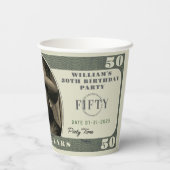 50e verjaardagsfeestje 50 dollar Bill Papieren Bekers (Achterkant)