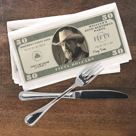 50e verjaardagsfeestje 50 dollar Bill Servet