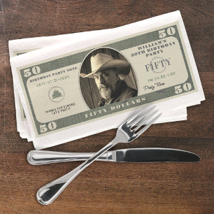 50e verjaardagsfeestje 50 dollar Bill Servet