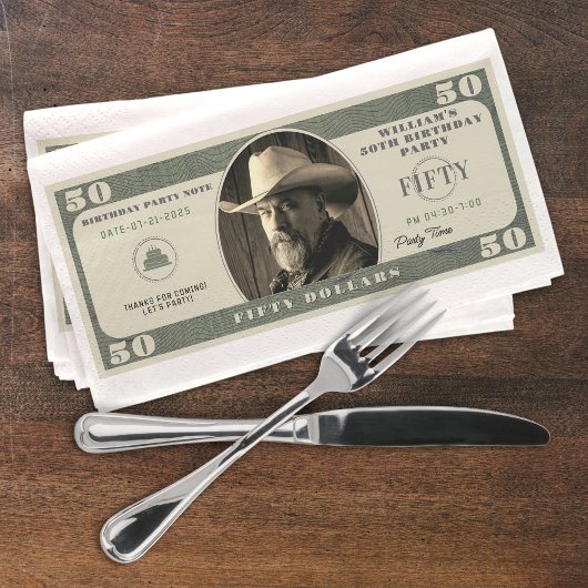 50e verjaardagsfeestje 50 dollar Bill Servet