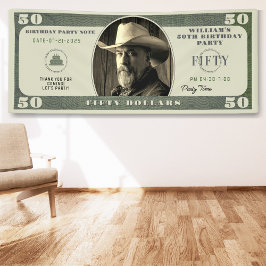 50e verjaardagsfeestje 50 dollar Bill Spandoek