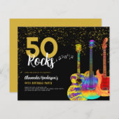 50e verjaardagsfeestje 50 Rocks Gitaar Gouden Glit (Voorkant / Achterkant)