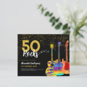 50e verjaardagsfeestje 50 Rocks Gitaar Gouden Glit (Staand voorkant)