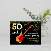 50e verjaardagsfeestje 50 Rocks Gold Glitter Folie Uitnodiging Briefkaart (Staand Voorkant)