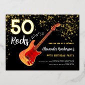 50e verjaardagsfeestje 50 Rocks Gold Glitter Folie Uitnodiging Briefkaart (Voorkant)