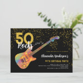 50e verjaardagsfeestje 50 Rocks Gold Glitter Kaart (Staand voorkant)