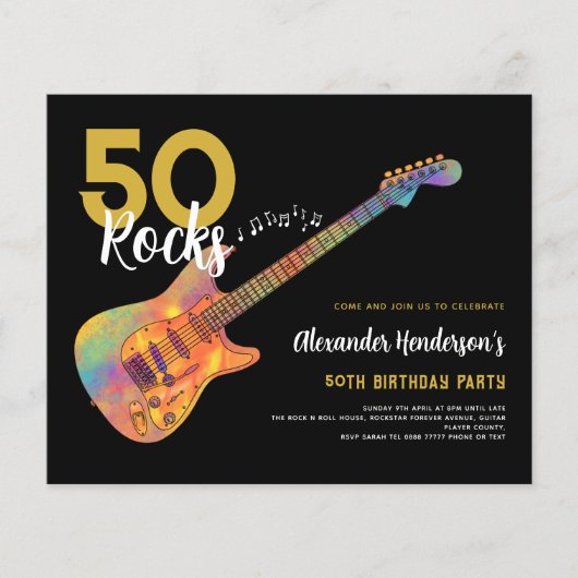 50e Verjaardagsfeestje 50 Rotsen Modern Budget Flyer (Voorkant)