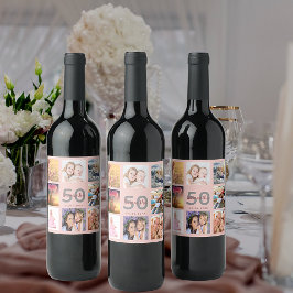 50e verjaardagsfeestje, aangepast roos voor fotoco wijn etiket