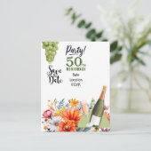 50e verjaardagsfeestje bewaar de datum uitnodiging (Staand voorkant)