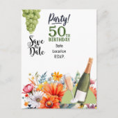 50e verjaardagsfeestje bewaar de datum uitnodiging (Voorkant)
