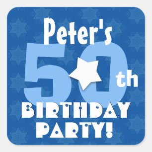 50e verjaardagsfeestje Blue Stars aangepaste naam Vierkante Sticker