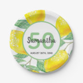 50e verjaardagsfeestje citroenen naam papieren bordje (Voorkant)