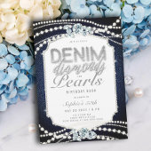 50e verjaardagsfeestje Denim Diamonds Pearls Lijst Kaart