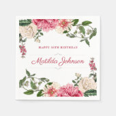 50e verjaardagsfeestje Elegante Bloemen Custom Servet (Voorkant)