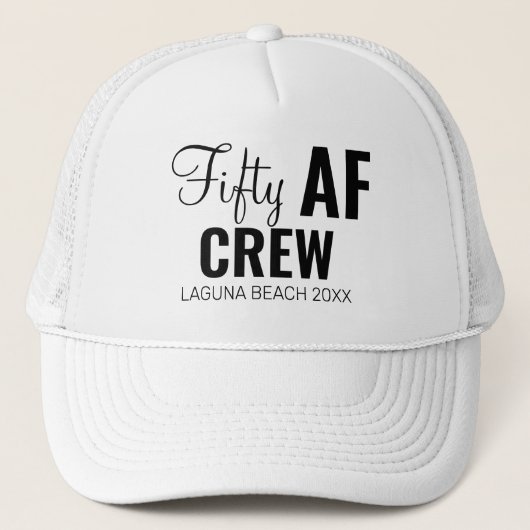 50e verjaardagsfeestje Fifty AF Crew Squad Group G Trucker Pet (Voorkant)