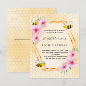 50e verjaardagsfeestje florals tea party uitnodigi briefkaart (Voorkant / Achterkant)