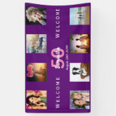 50e verjaardagsfeestje foto collage paars spandoek (Verticaal)