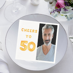 50e verjaardagsfeestje foto wit goud servet