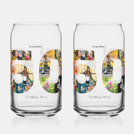 50e verjaardagsfeestje fotocollage blikvorm glas (Achterkant)