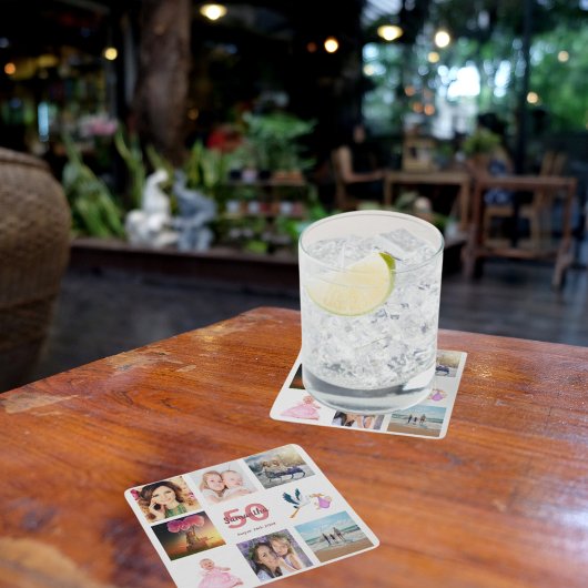 50e verjaardagsfeestje fotocollage kartonnen onderzetters