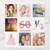 50e verjaardagsfeestje fotocollage wijn etiket (Enkel label)