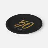 50e verjaardagsfeestje gepersonaliseerd goud papieren bordje (Gekanteld)