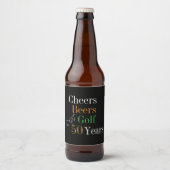 50e verjaardagsfeestje golf gejuich bieren zwart g bier etiket (Voorkant)