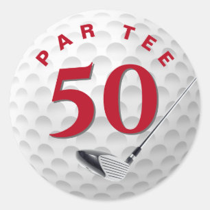 50e verjaardagsfeestje golfbal ronde sticker