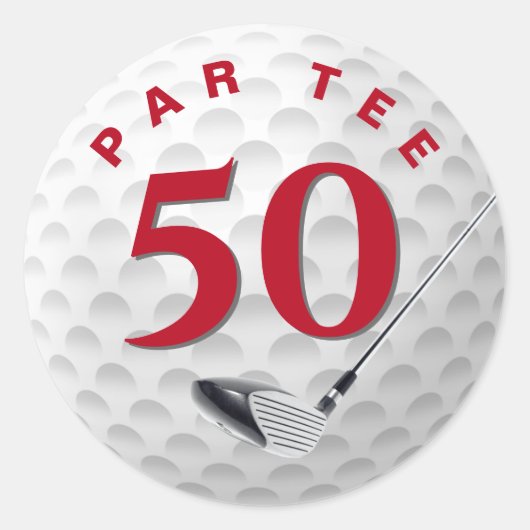 50e verjaardagsfeestje golfbal ronde sticker (Voorkant)