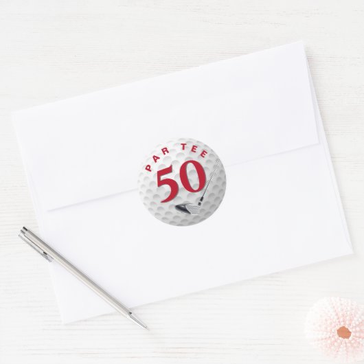 50e verjaardagsfeestje golfbal ronde sticker (Envelop)