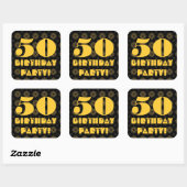 50e verjaardagsfeestje Goud en Zwart V016 Vierkante Sticker (Vel)