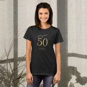 50e verjaardagsfeestje Goud Script Zwart T-shirt
