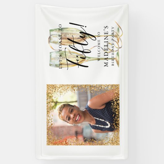 50e verjaardagsfeestje gouden foto banner (Verticaal)