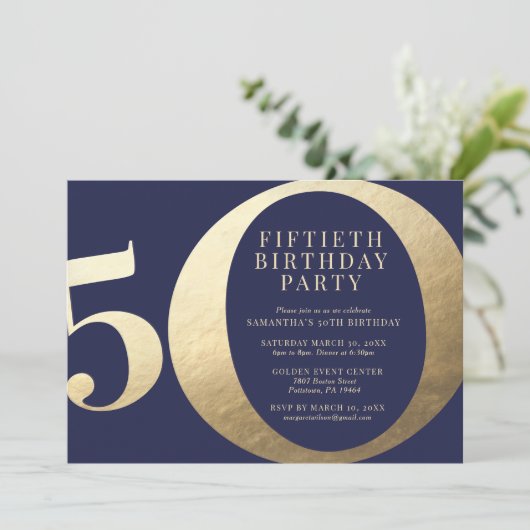 50e verjaardagsfeestje kaart (Staand voorkant)