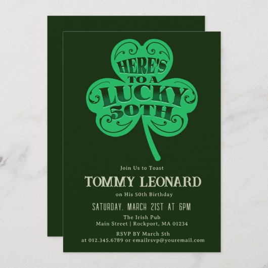 50e verjaardagsfeestje Lucky Shamrock Iers Kaart (Voorkant / Achterkant)