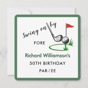 50e verjaardagsfeestje mannen golf thema kaart