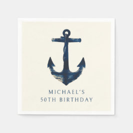 50e verjaardagsfeestje marineblauw nautisch anker servet