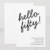 50e verjaardagsfeestje modern script typografie kaart (Voorkant / Achterkant)