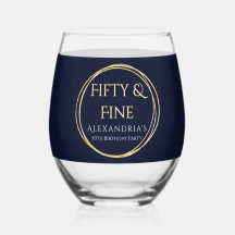 50e Verjaardagsfeestje Navy Goud Vijftig en Fijn