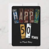 50e verjaardagsfeestje-oude licentie borden kaart (Voorkant)