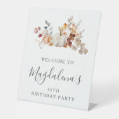 50e verjaardagsfeestje pompoen Herfst Bloem Welkom Reclamebord Met Voetstuk (Voorkant)